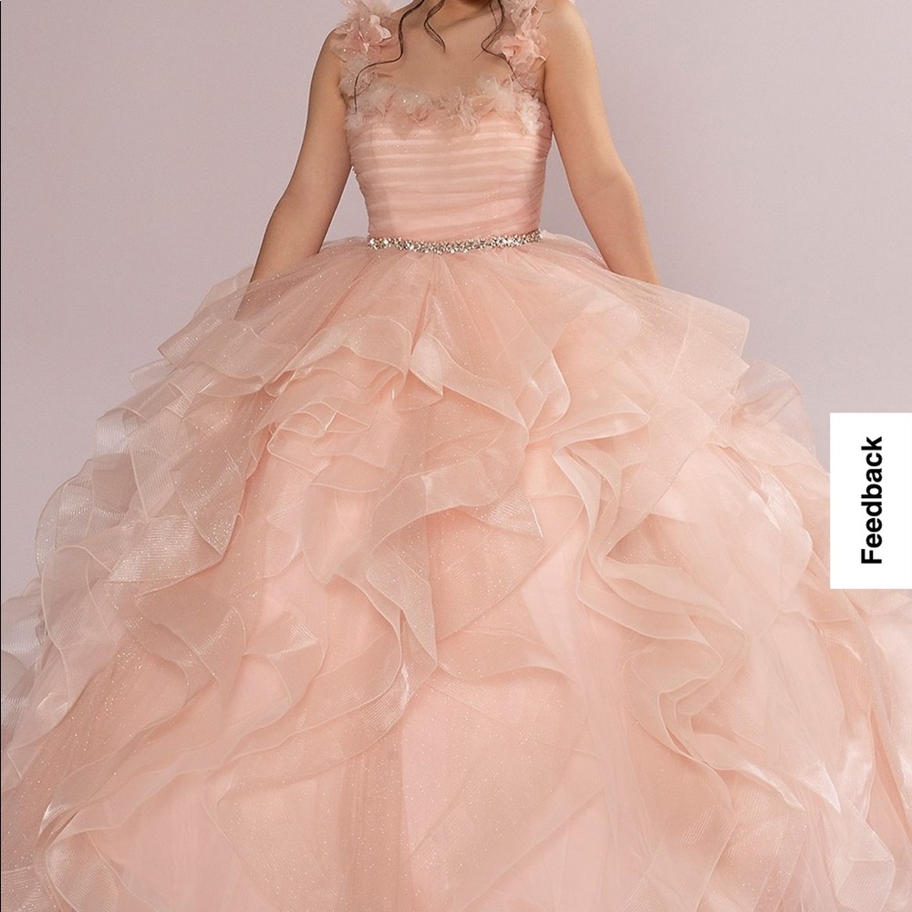 Ruffle Tulle Quince Dress with Convertible Straps